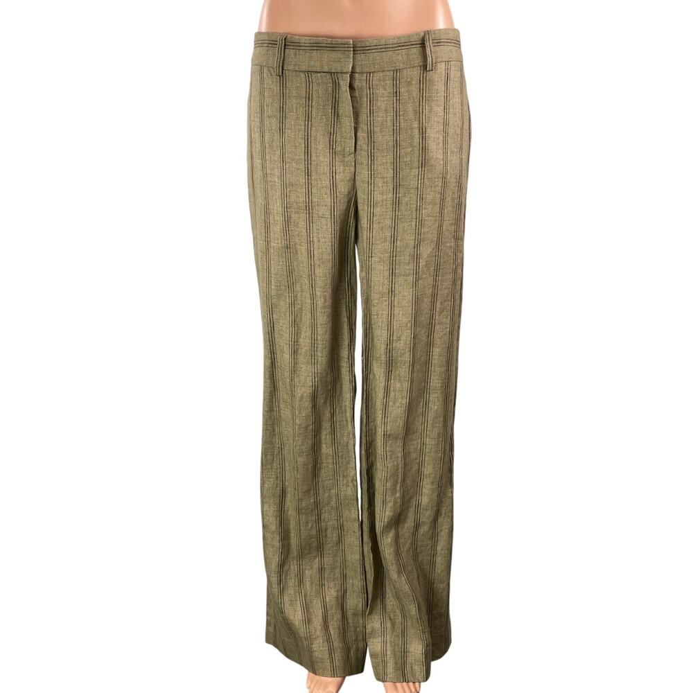 Reformation Gisele Women's Tan Striped High Rise Wide Leg Trousers Pants Size 6